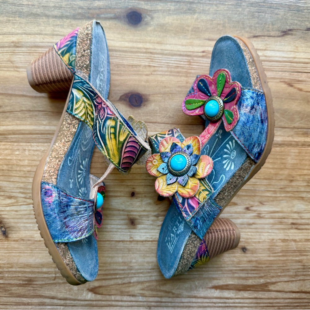 L’ARTISTE Leather Rossie Sandals 38 - Picture 2 of 11